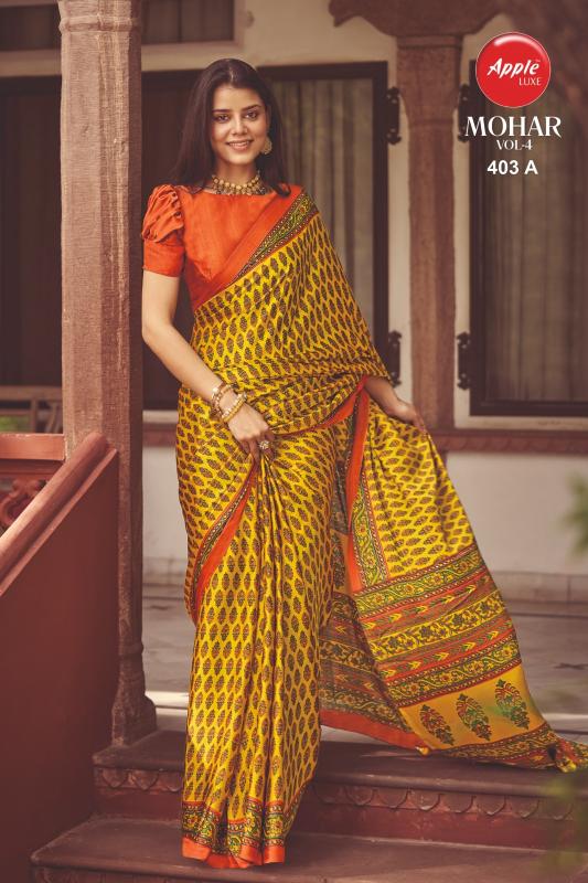 Apple Mohar Vol 4 Crepe Printed Saree Collection