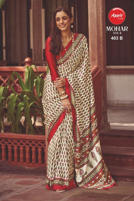 Apple Mohar Vol 4 Crepe Printed Saree Collection