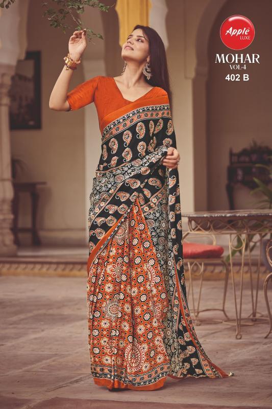 Apple Mohar Vol 4 Crepe Printed Saree Collection