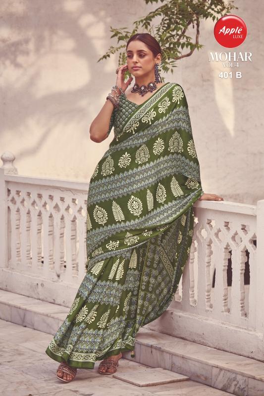 Apple Mohar Vol 4 Crepe Printed Saree Collection