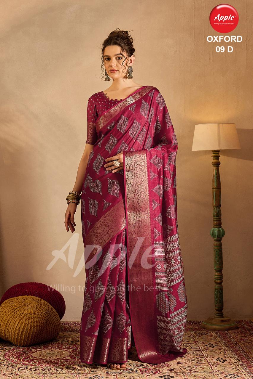 Apple Oxford 09 Silk Blend Printed Saree Collection