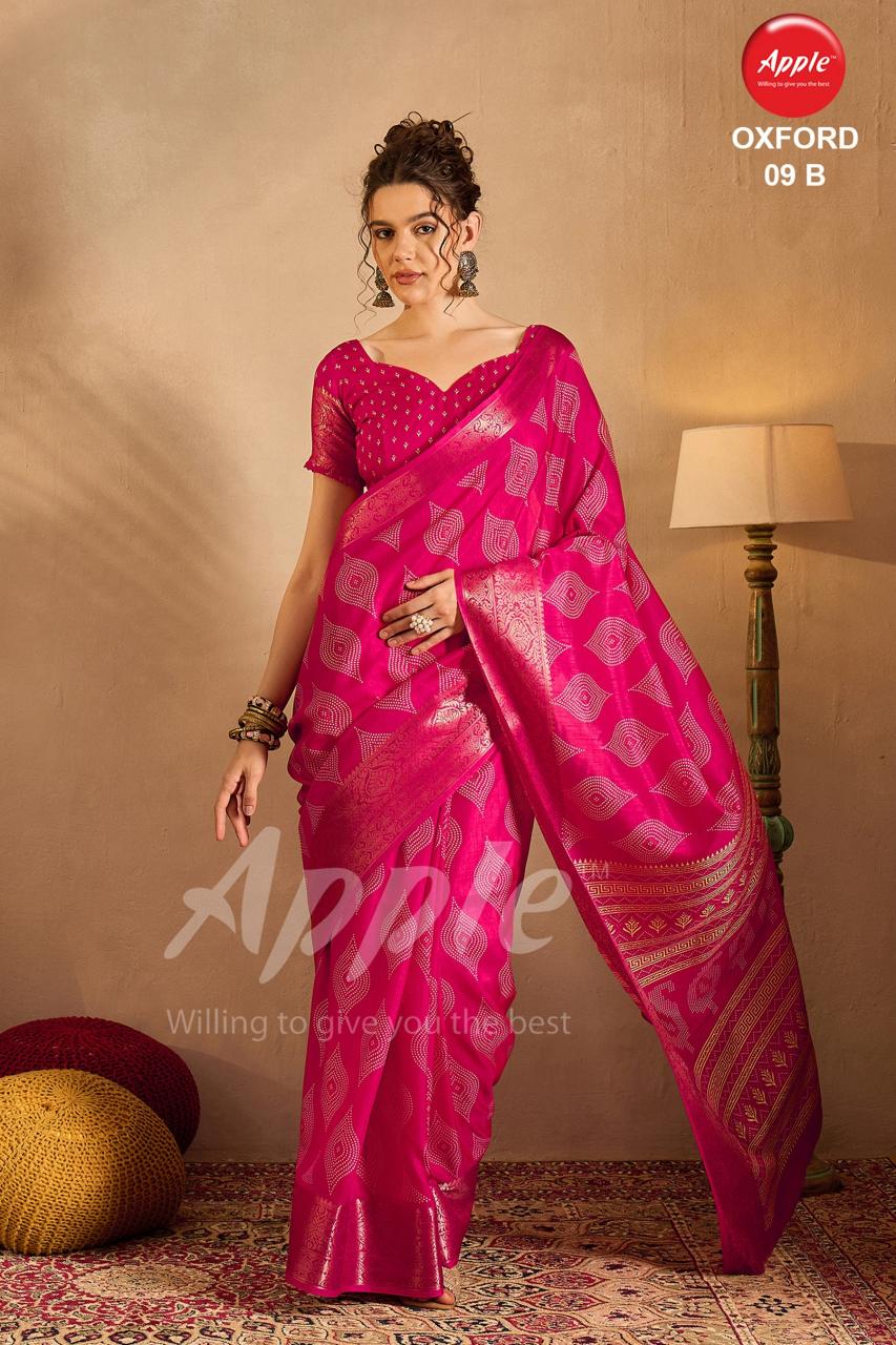 Apple Oxford 09 Silk Blend Printed Saree Collection