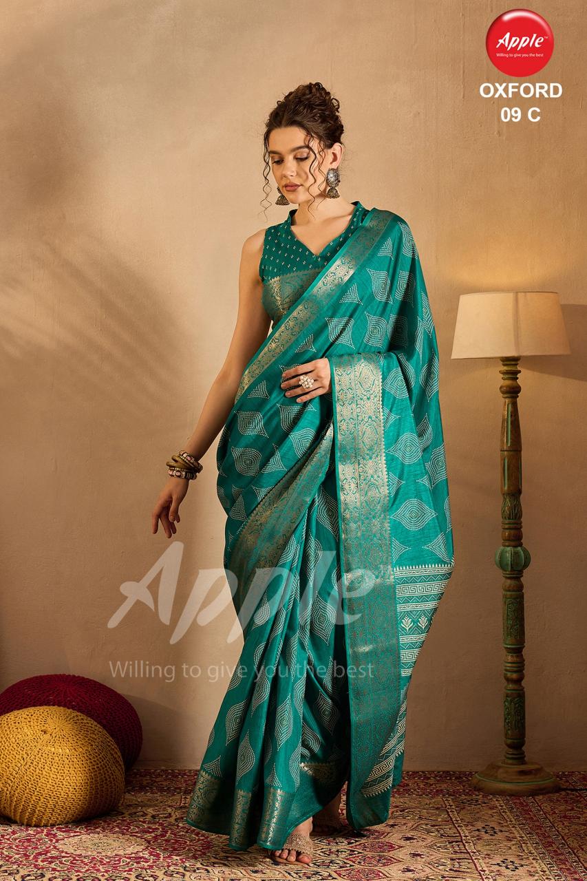 Apple Oxford 09 Silk Blend Printed Saree Collection