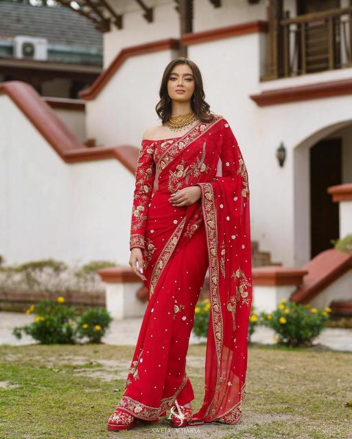 Bt 1188 Beautiful Designer Embroidery Georgette Saree