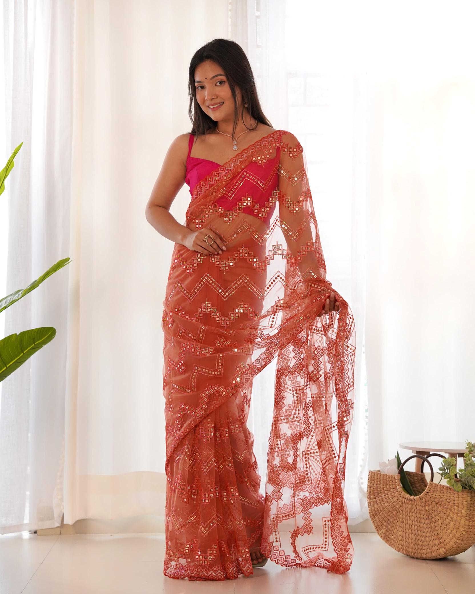 Bt 3119 Beautiful Heavy Net Sequence Saree Collection