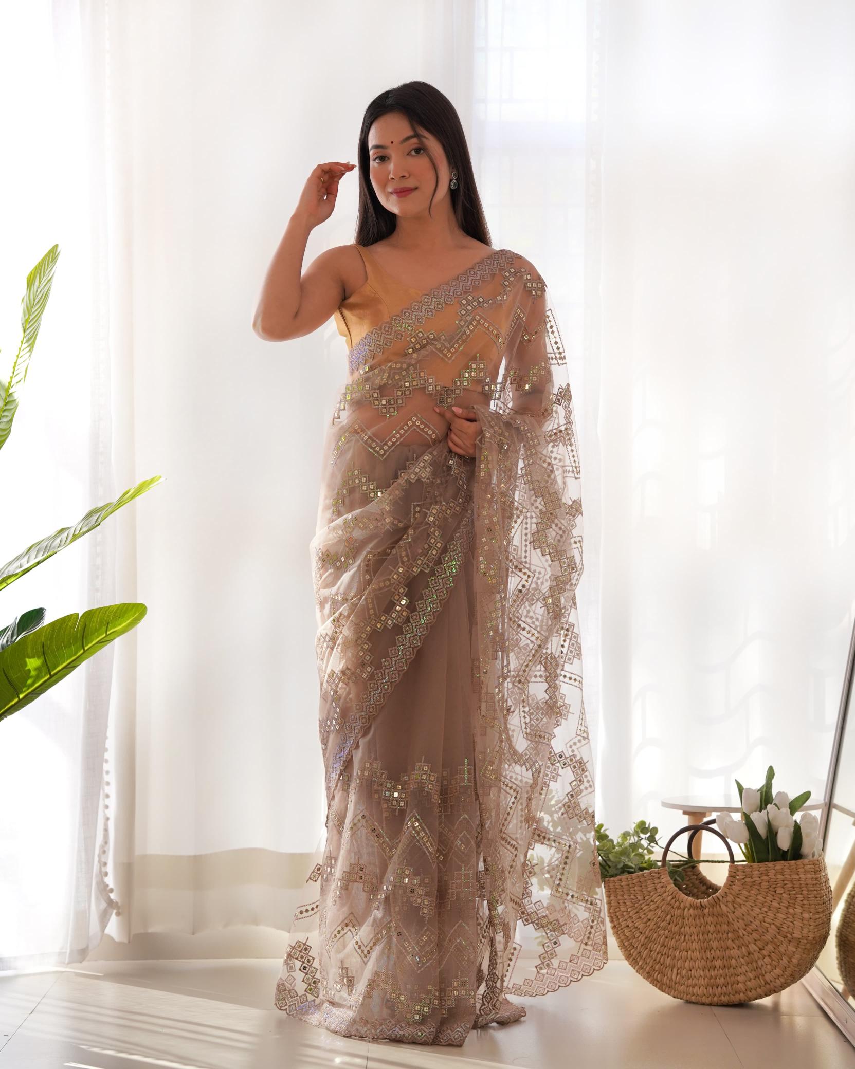 Bt 3119 Beautiful Heavy Net Sequence Saree Collection