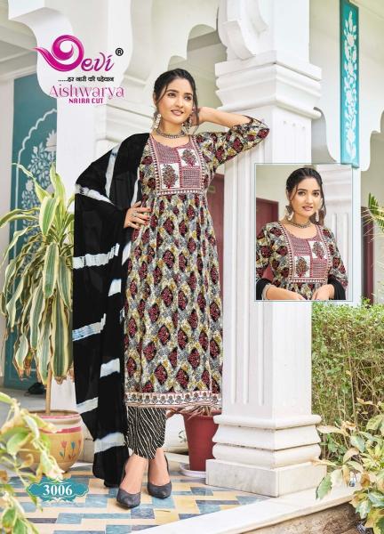 Devi Aishwarya Vol 3 Naira Cut Rayon Kurti Pant With Dupatta Collection