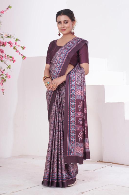 Indigo Japan Crepe Fancy Printed Saree Collection