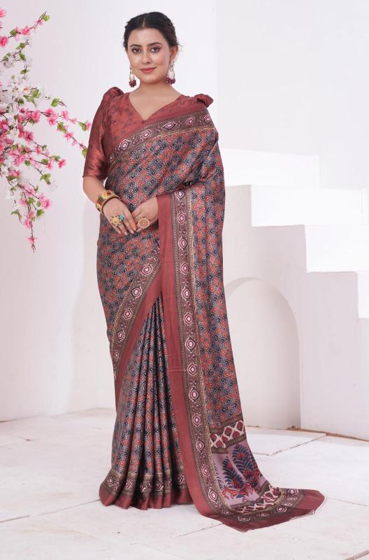 Indigo Japan Crepe Fancy Printed Saree Collection