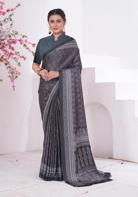 Indigo Japan Crepe Fancy Printed Saree Collection