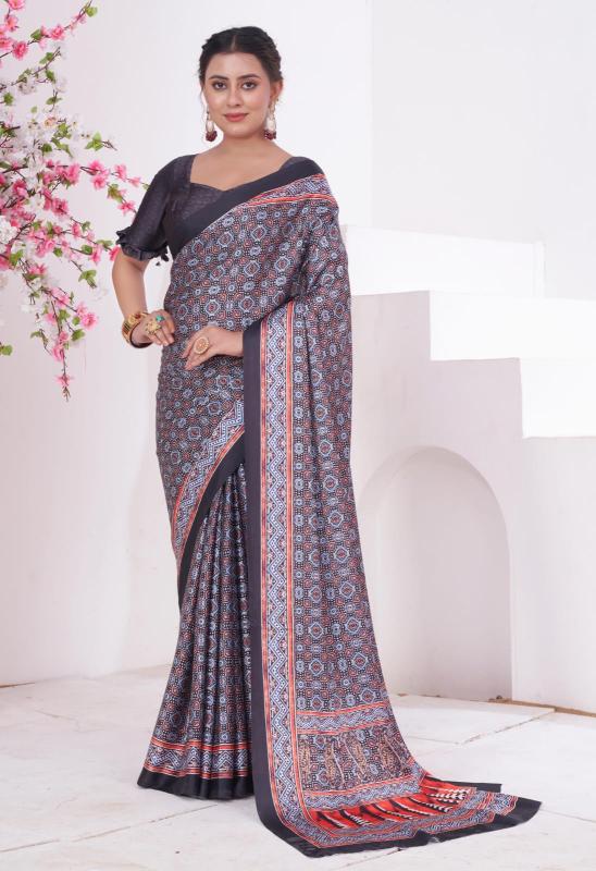 Indigo Japan Crepe Fancy Printed Saree Collection