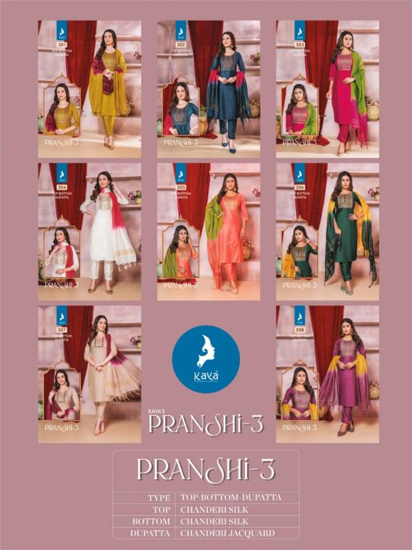 Kaya Pranshi 3 Chanderi Silk Kurti Bottom With Dupatta Collection