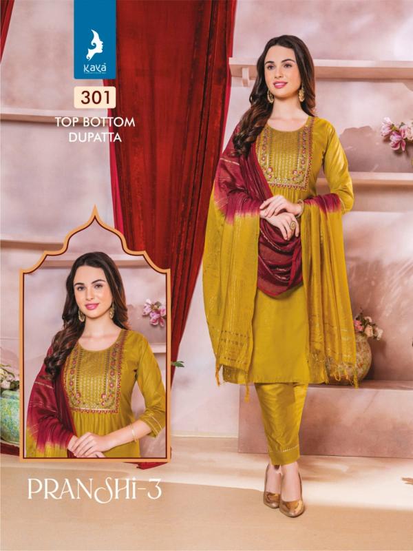 Kaya Pranshi 3 Chanderi Silk Kurti Bottom With Dupatta Collection