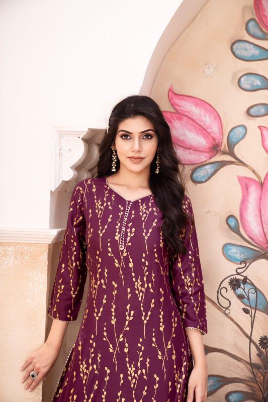 Kayra Rayon Foil Printed kurti With Plazoo Collection