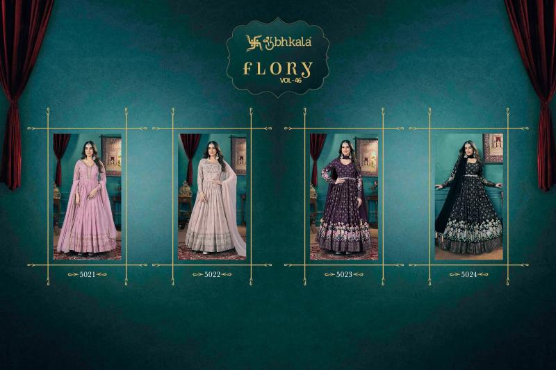 Kf Flory Vol 46 Foil Printed Gown With Dupatta Collection