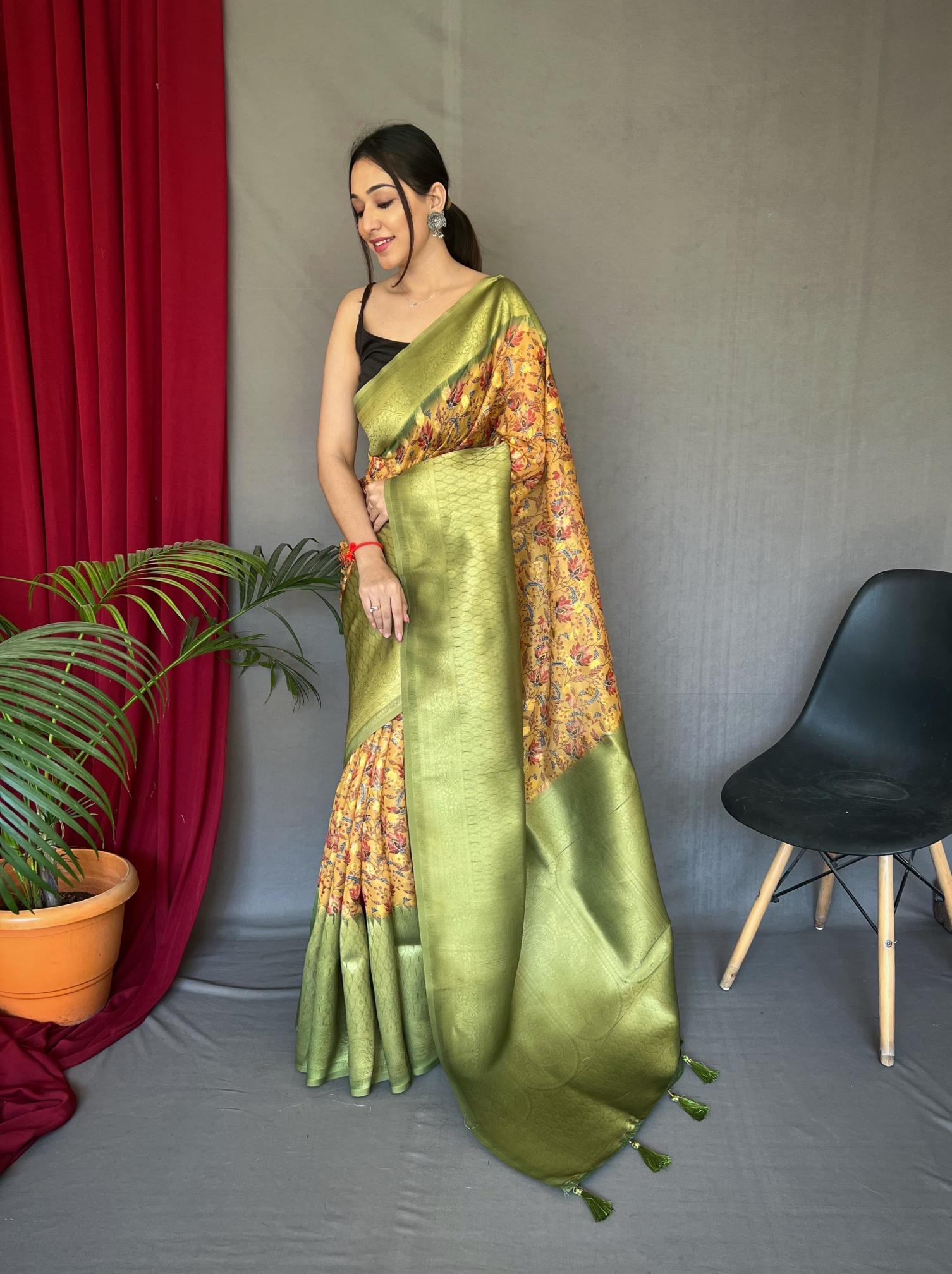 Kora Kalamkari 3D Digital Printed Saree Collection