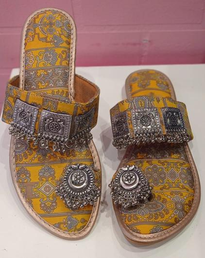 Latest Jewel Embellished Printed Chappals Collection