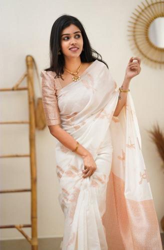 Macazo 565 Beautiful White Softy Silk Saree Collection