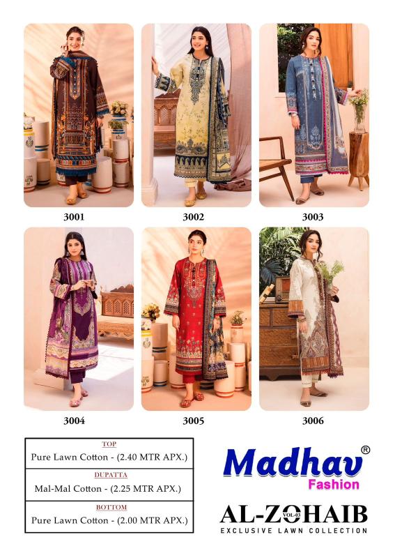 Madhav Al Zohaib Vol 3 Lawn Cotton Dress Material Collection