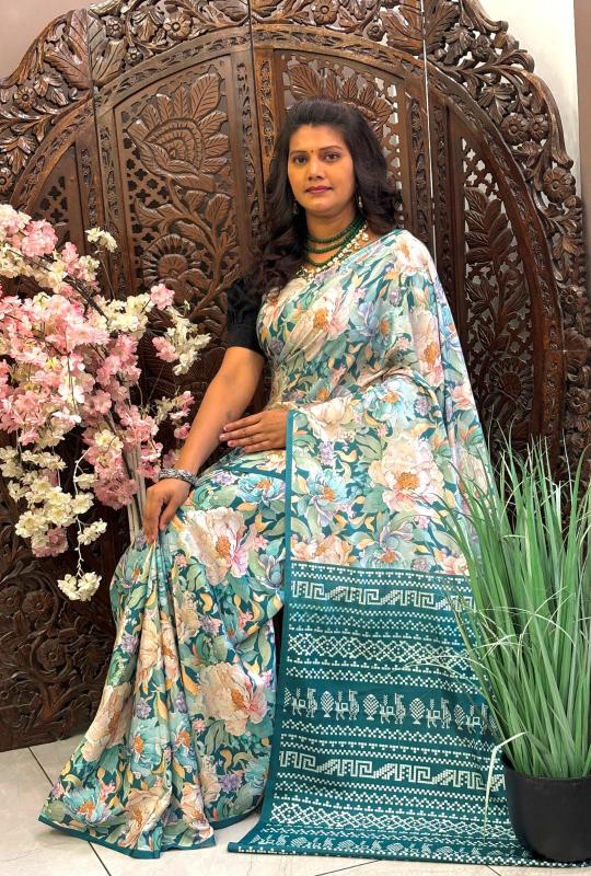 Md Janki Designer Crepe Silk Digital Printed Saree Collection