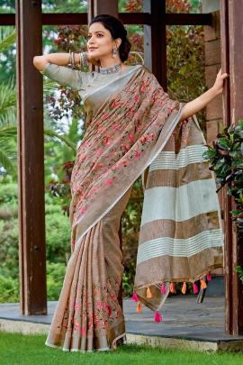 Monalisha 129 Printed Linen Saree Collection