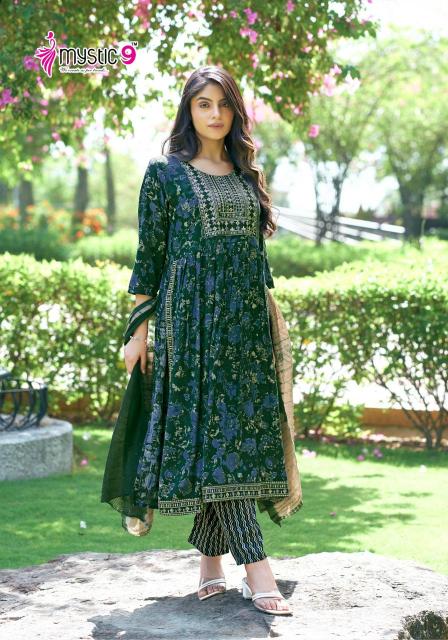 Mystic 9 Sara Vol 9 Rayon Kurti Bottom With Dupatta Collection