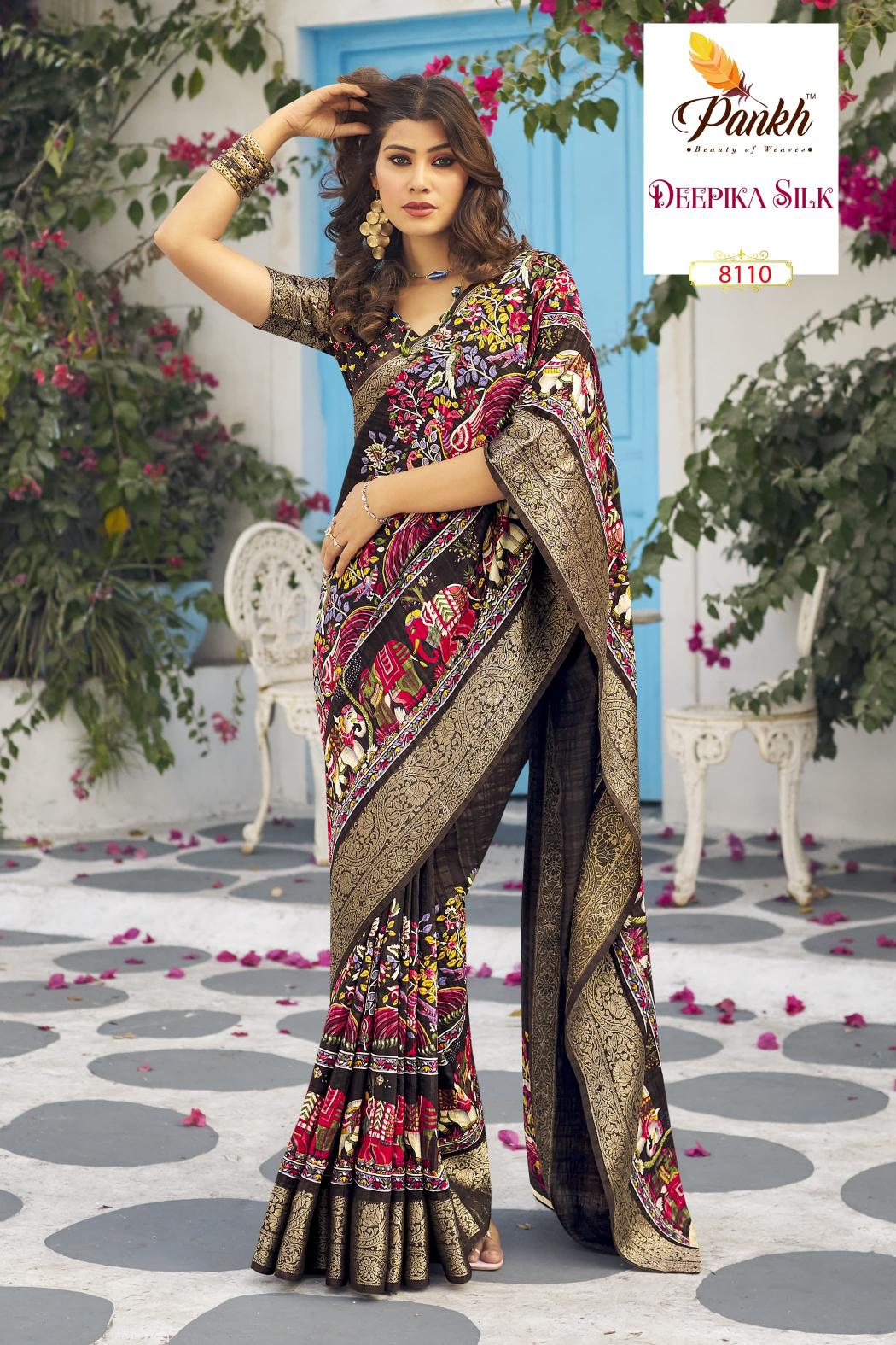 Pankh Deepika Silk Printed Fancy Saree Collection