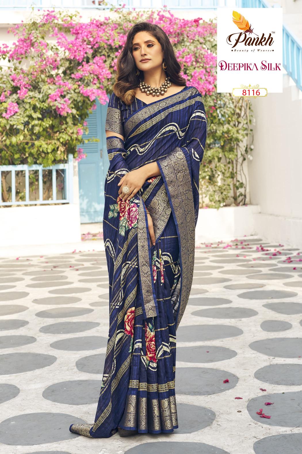 Pankh Deepika Silk Printed Fancy Saree Collection