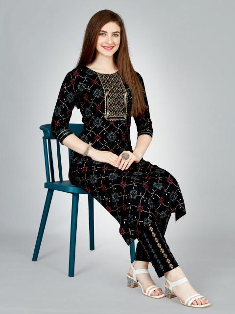 Radhika 1 Heavy Rayon Foil Printed Kurti With Bottom Collection