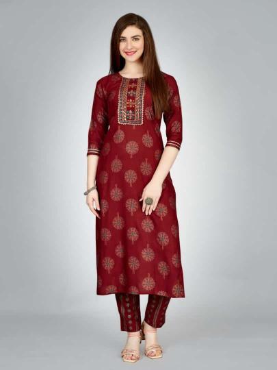 Radhika 1 Heavy Rayon Foil Printed Kurti With Bottom Collection