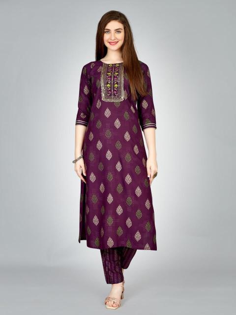 Radhika 1 Heavy Rayon Foil Printed Kurti With Bottom Collection