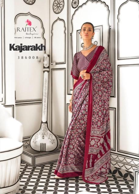 Rajtex Kajarakh Designer Satin Crepe Printed Sarees Collection