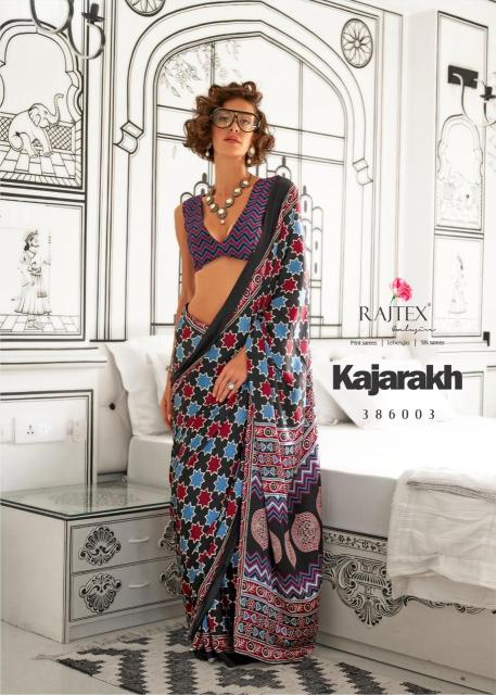 Rajtex Kajarakh Designer Satin Crepe Printed Sarees Collection