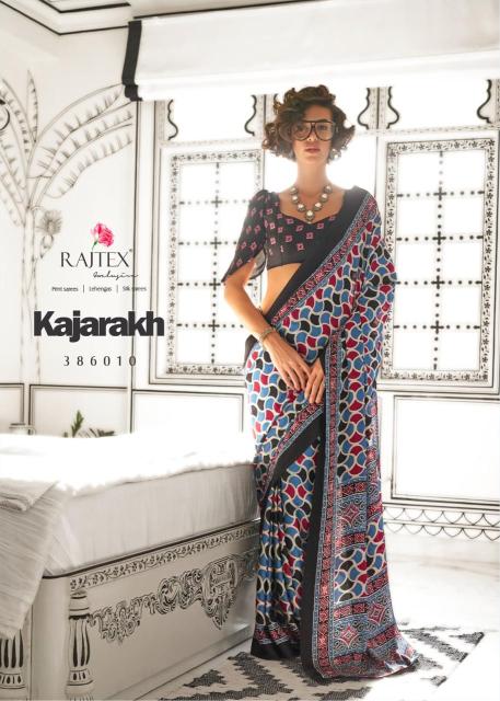 Rajtex Kajarakh Designer Satin Crepe Printed Sarees Collection