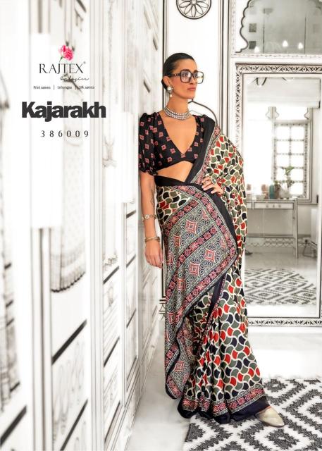 Rajtex Kajarakh Designer Satin Crepe Printed Sarees Collection