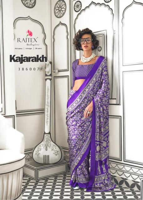 Rajtex Kajarakh Designer Satin Crepe Printed Sarees Collection