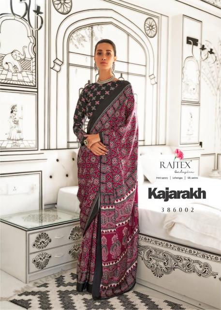 Rajtex Kajarakh Designer Satin Crepe Printed Sarees Collection