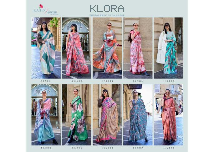 Rajtex Klora Digital Printed Satin Crepe Saree Collection