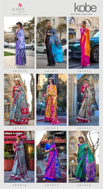 Rajtex Kobe Printed Japanese Satin Crepe Sarees Collection