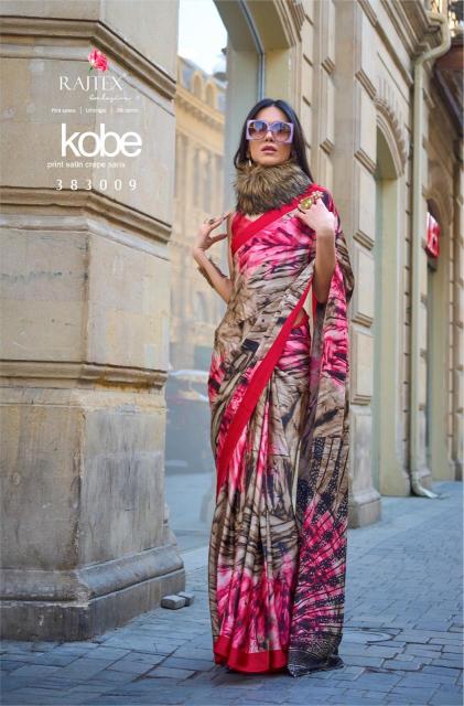 Rajtex Kobe Printed Japanese Satin Crepe Sarees Collection