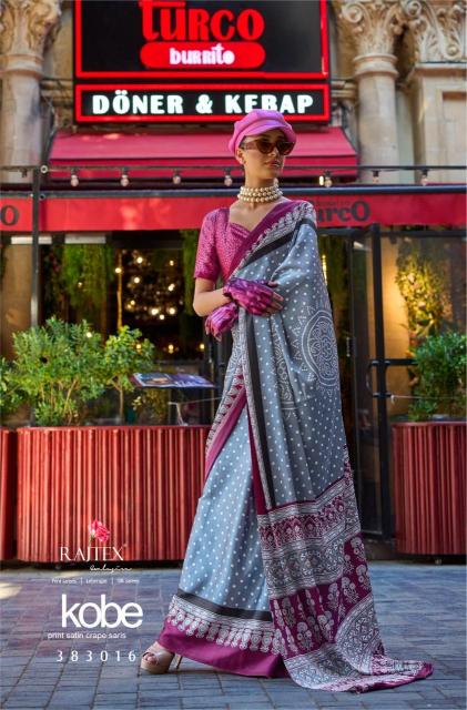 Rajtex Kobe Printed Japanese Satin Crepe Sarees Collection