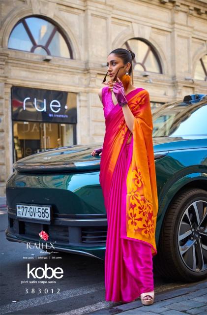 Rajtex Kobe Printed Japanese Satin Crepe Sarees Collection