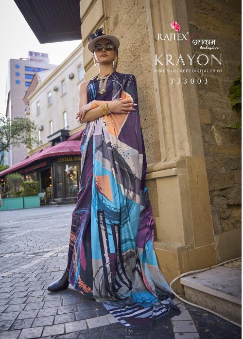 Rajtex Krayon Digital Printed Crepe Silk Saree Collection