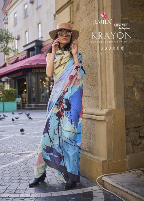 Rajtex Krayon Digital Printed Crepe Silk Saree Collection