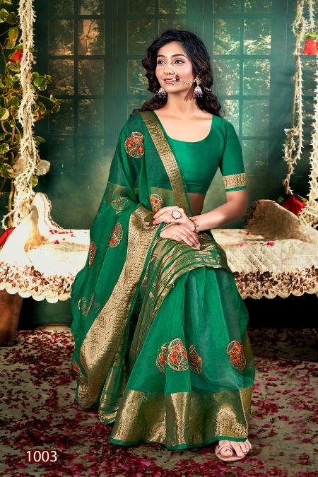 Saroj Lailla Vol 1 Organza silk swarovski Saree Collection