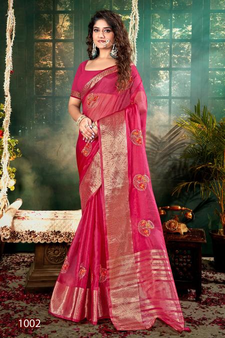 Saroj Lailla Vol 1 Organza silk swarovski Saree Collection