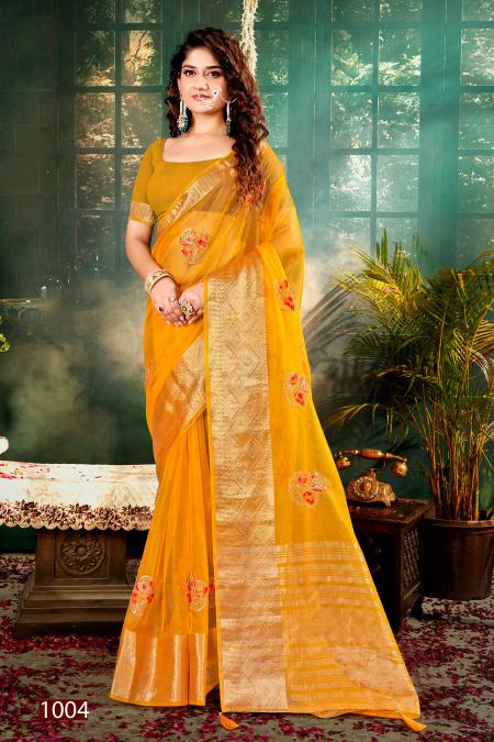 Saroj Lailla Vol 1 Organza silk swarovski Saree Collection