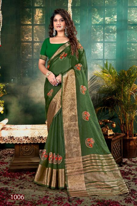 Saroj Lailla Vol 1 Organza silk swarovski Saree Collection