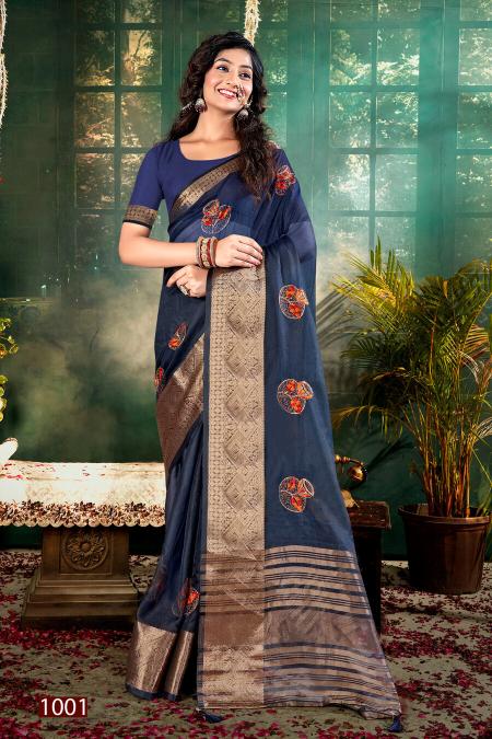 Saroj Lailla Vol 1 Organza silk swarovski Saree Collection