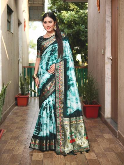 Sc Flora 02 Designer Shibory Print Paithani Silk Saree Collection